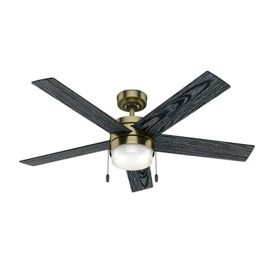Hunter - Claudette Indoor Ceiling Fan With Light, 52-inch, Modern Brass, Modern-style, 3-speed WhisperWind Motor, 59622, for living rooms, bedrooms, home offices, kitchens