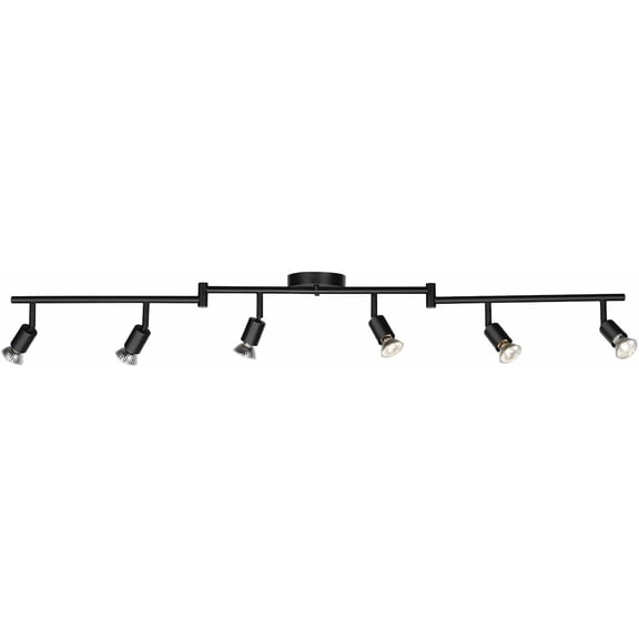 59693 6-Light Foldable Track Lighting Kit, Matte Black Finish, Adjustable Heads, Bendable Arms, GU10 Base, Dimmable, Modern Industrial Style