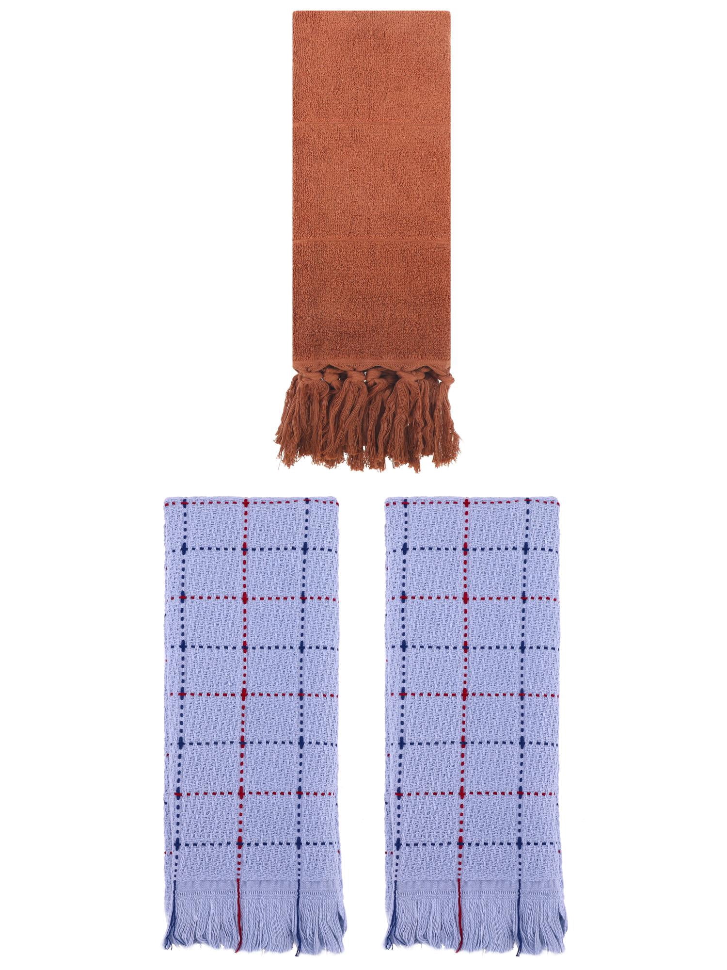 Unique Bargains 3 Pack Cotton Soft Turkish Bath Towel Brown/Blue 14"x30"/13"x29"
