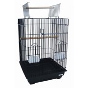 5984-4814BLK Open Top Small Parrot Cage with Stand in Black