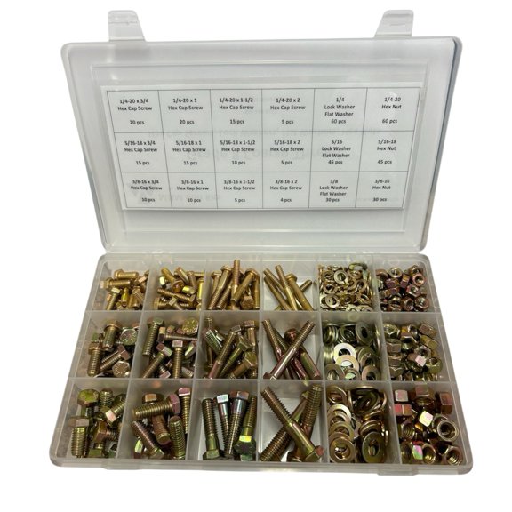 539 pcs Grade 8 Coarse Thread Nut and Bolt Assortment Kit