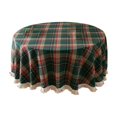 thumbnail image 1 of 59In/150cm American Style Round Tablecloth in Christmas Green Check, Washable Linen Tablecloth for Coffee Tables, Decorative Garden Tables, and Kitchen Use, 1 of 6