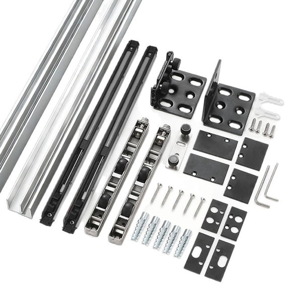 59In Invisible Barn Door Track 176 Lbs Load Ghost Door Hardware Accessory Wall Mount Sliding Aluminium Alloy Box Rail Hardwares for Classic Modern Interior Single Wooden Doors(Q)