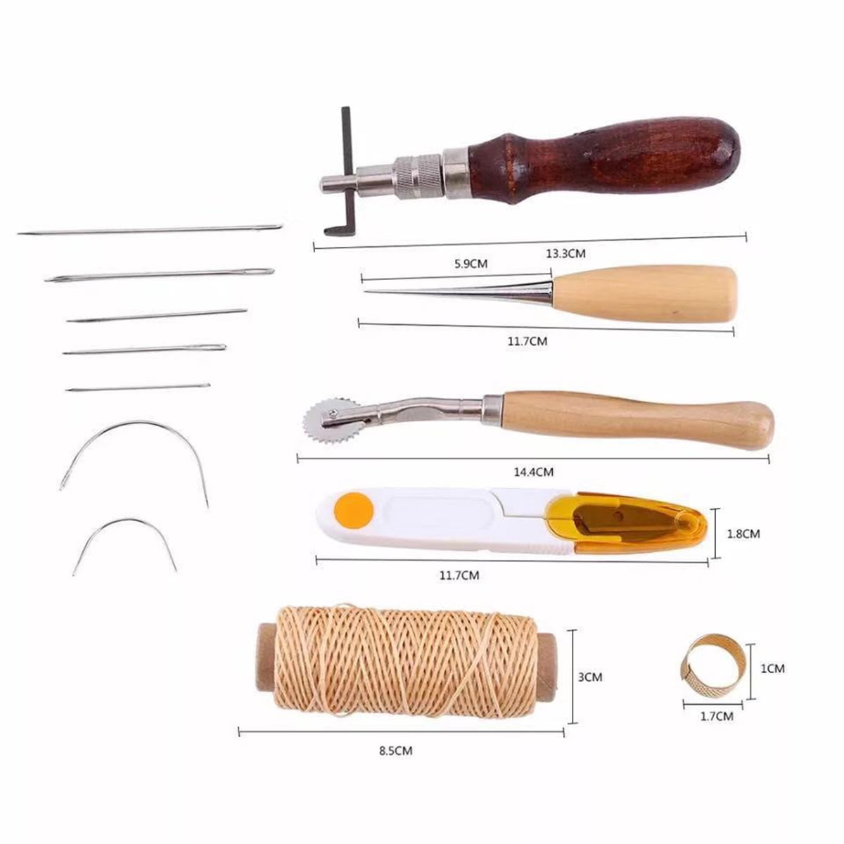 59PCS Craft Leather Tool Set DIY Leather Hand Working Tool Kit for Sewing Stiching Carving Printing Cutting Professional Leathercraft Accessories with Different Leather Stamp Punches