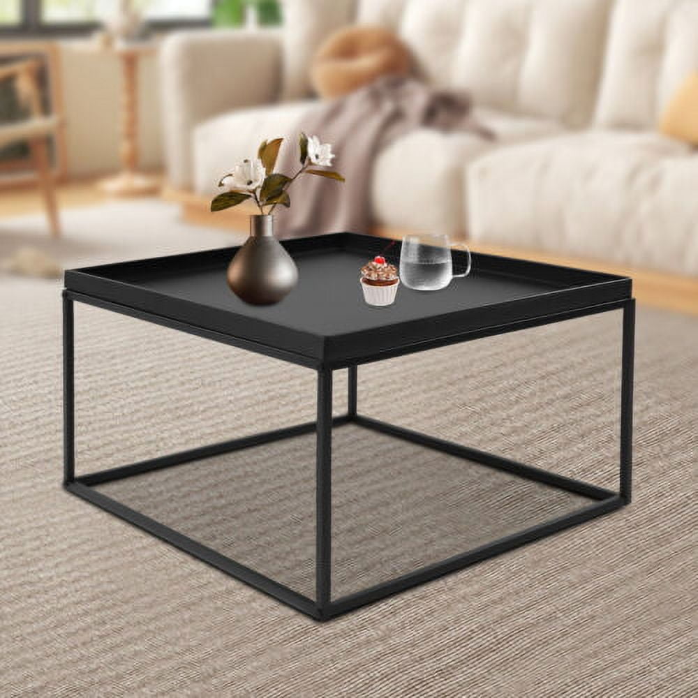 59cm Metal Square Coffee Table Matt Black End Table Side Table Fit ...
