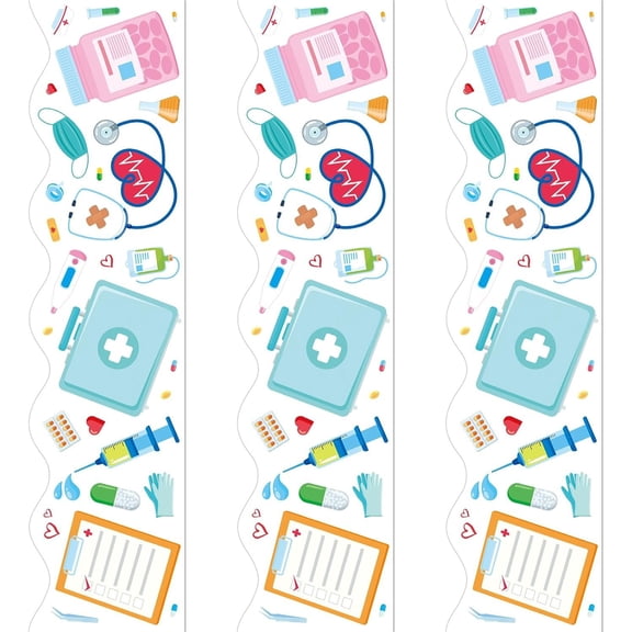 59ft Nurse Day Themed Borders Sticker for Wall Decoration Healthcare Themed Border Trim Sticker for Hospital