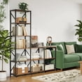 thumbnail image 1 of 59in 5 Tier L Shaped Ladder Bookshelf Corner Storage Shelves Industrial Bookcase with Metal Frame Particle Board for Living Room Bedroom Home Office Kitchen Plant Stand Display Rack Black, 1 of 7