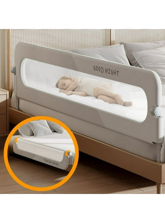 46in Baby Safety Rails Height Adjustable Bed Guardrail for Toddlers Single Piece