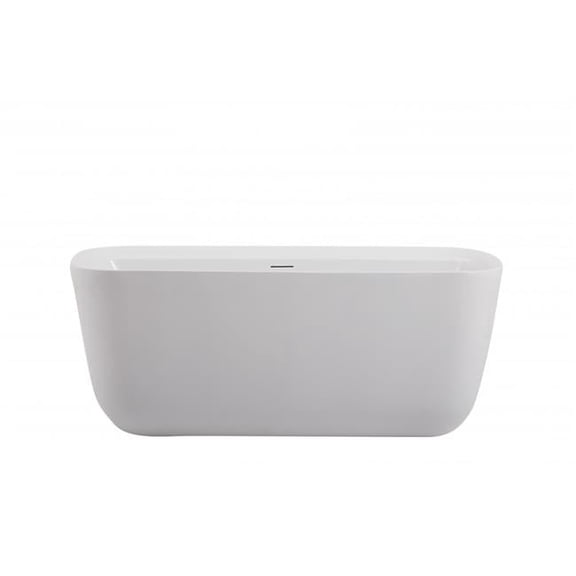 59in. Glossy White Soaking Bathtub - Modern Design - Durable Acrylic