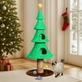 thumbnail image 1 of 59in Large Tall Christmas Tree Cat Tower, 2 Cat Houses, Soft Fleece, Teaser Toy, Sisal Scratching Post, Stable Multi-Level Activity Center for Cats, 1 of 14