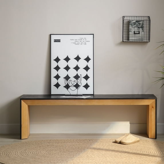 59in Modern Wood Bench, Rustic & Contemporary Design