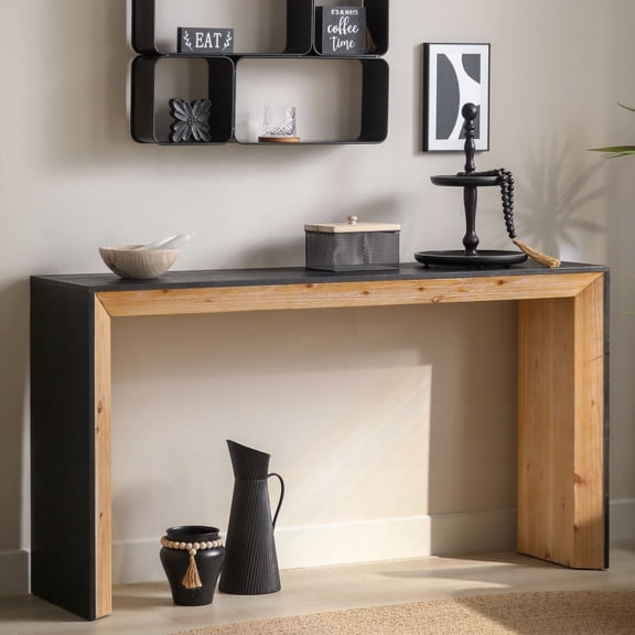 59in Wood Entryway & Sofa Table, Modern Two-Tone Finish, Clean U-Structure