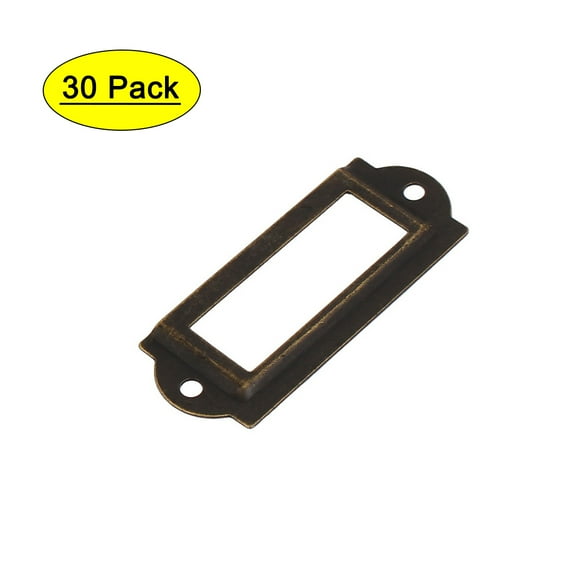 59mm x 23mm File Drawer Label Tag Name Card Holder Bronze Tone 30Pcs