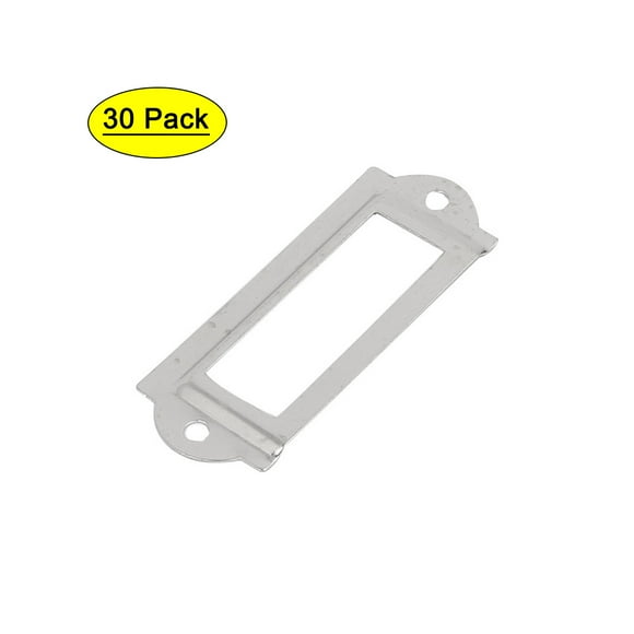 59mm x 23mm File Drawer Label Tag Name Card Holder Silver Tone 30Pcs