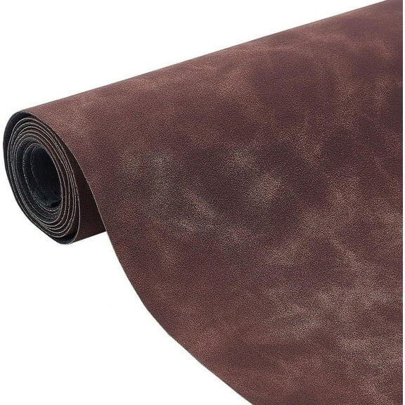 59x13.7 Inches Suede Leather, Frosted Faux Leather Roll Brown Soft Faux Suede PU Suede Sheets Leatherette Fabric for DIY Projects, Photography Background Decorations