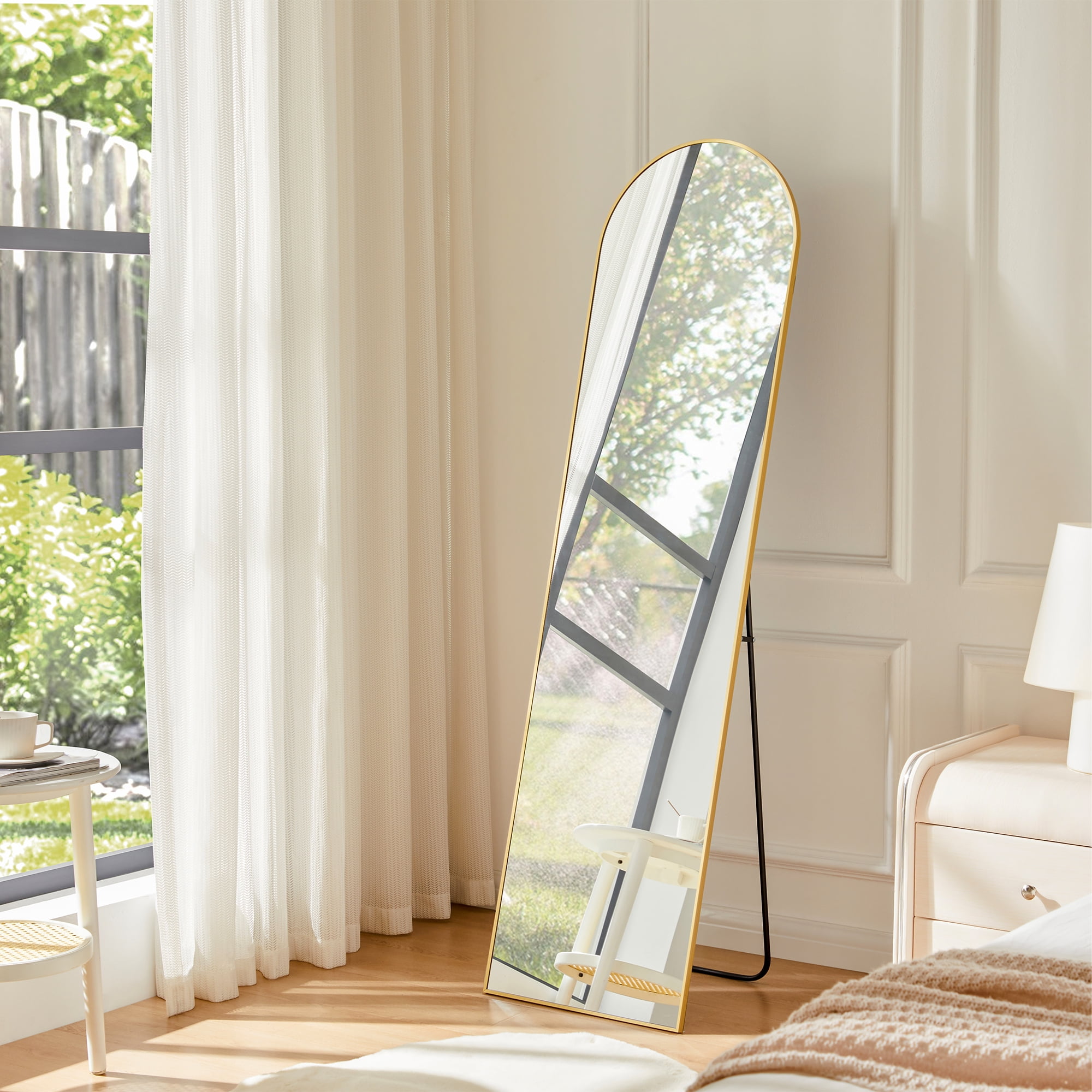 59x16 Inch Full Length Mirror Standing or Leaning Wall Mirror, Arched