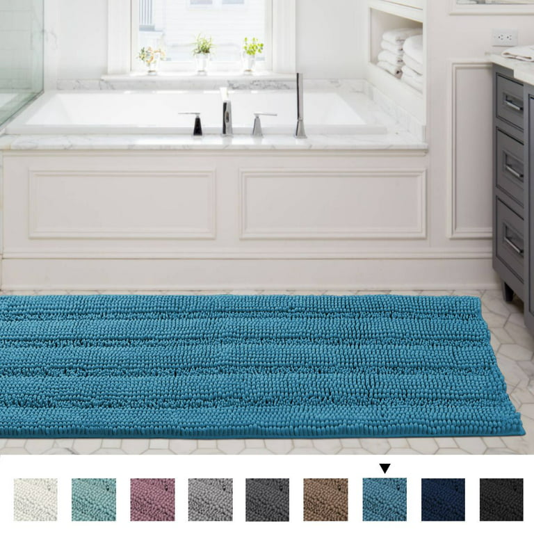 Yeaban Turquoise Bathroom Rugs – Thick Chenille Bath Mats | Absorbent and  Washable Bath Rug Non-Slip, Plush and Soft Rugs for Bathroom, Kitchen
