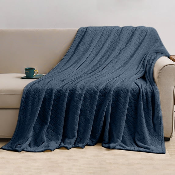 59x39.3Inch Navy Summer Cooling Quilt,Coral Fleece Blanket,Lightweight Soft Thermal Throw Blanket for Bed & Couch, Machine Washable,Suitable for All-Season