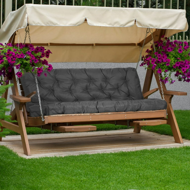 59x43.3x3.9in 2 3 Seater Waterproof Swing Bench Cushion Furniture Swing Cushion w Backrest 8 Tie Straps Walmart