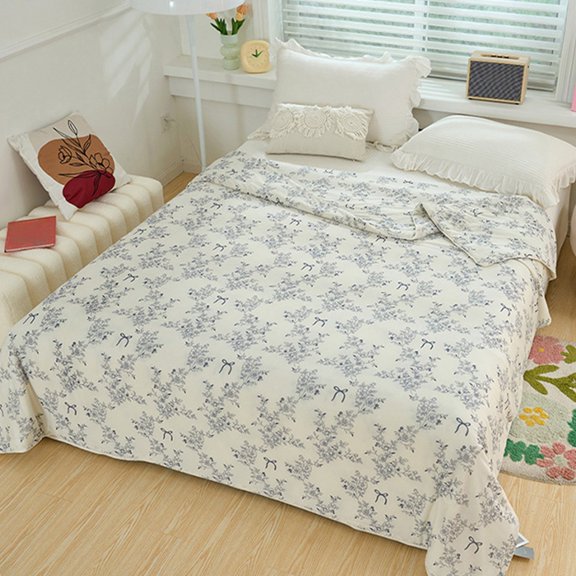 59x79 Inch Summer Cool Air Conditioner Quilt, Washable Double Layer Yarn Cooling Comforter, Breathable Lightweight Quilt, Soft Bedding for Bedroom Home Daily Use