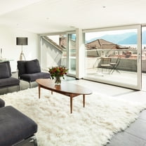 Linon Flokati 5A Shag Wool 108" x 144" Rug in Natural