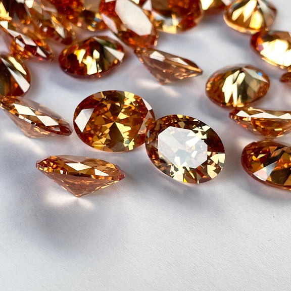 5A Oval Shape Cubic Zirconia Stone 2X3mm~10X20mm Champagne Color Brilliant Cut Loose CZ Synthetic Gems Beads For Jewelry DIY