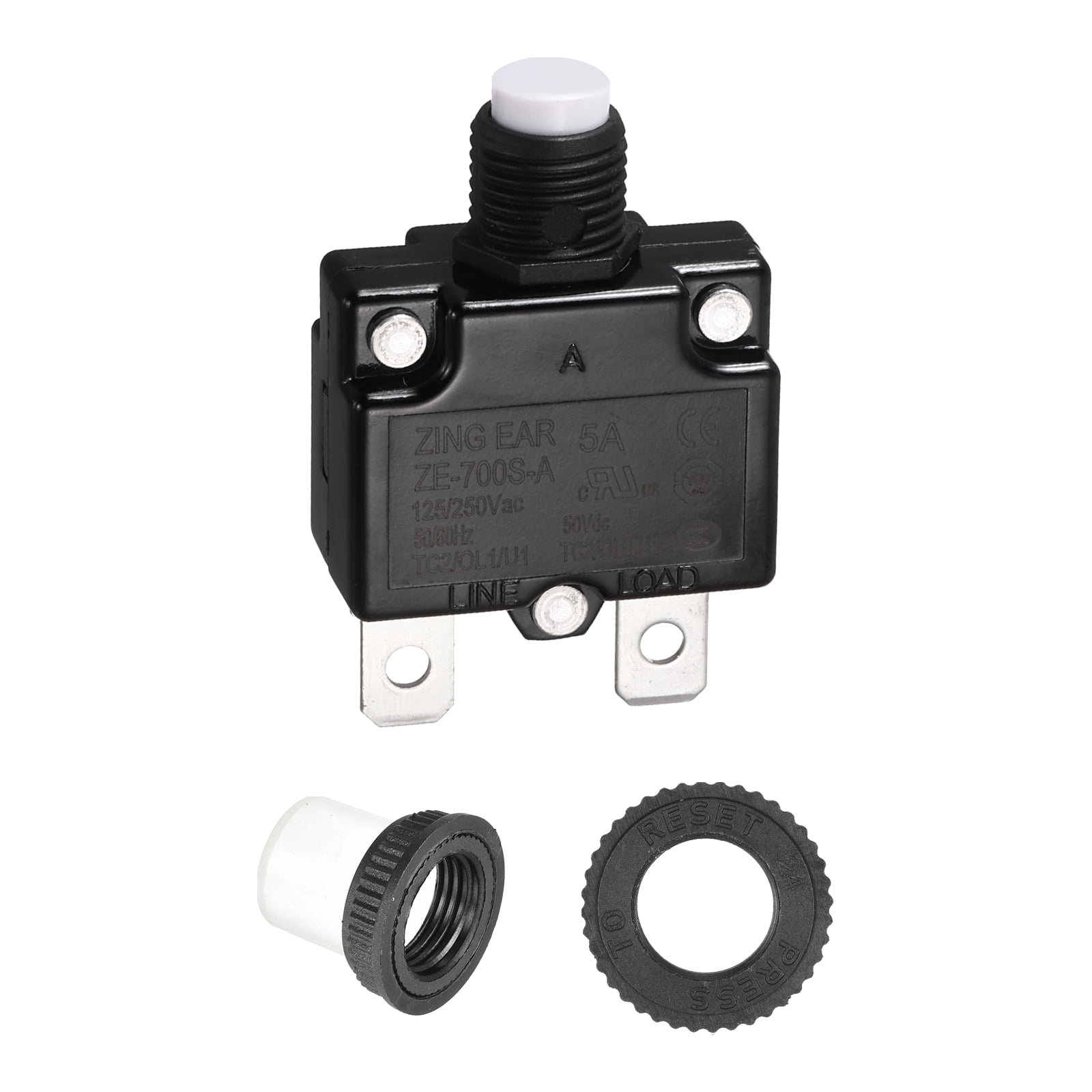 5A Push Button Manual Reset Overload Protector Switch 125/250V AC 50V ...