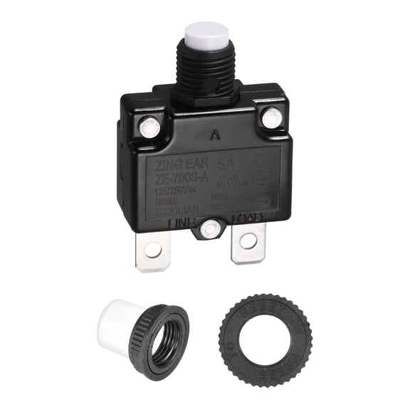 5A Push Button Manual Reset Overload Protector Switch 125/250V AC 50V DC