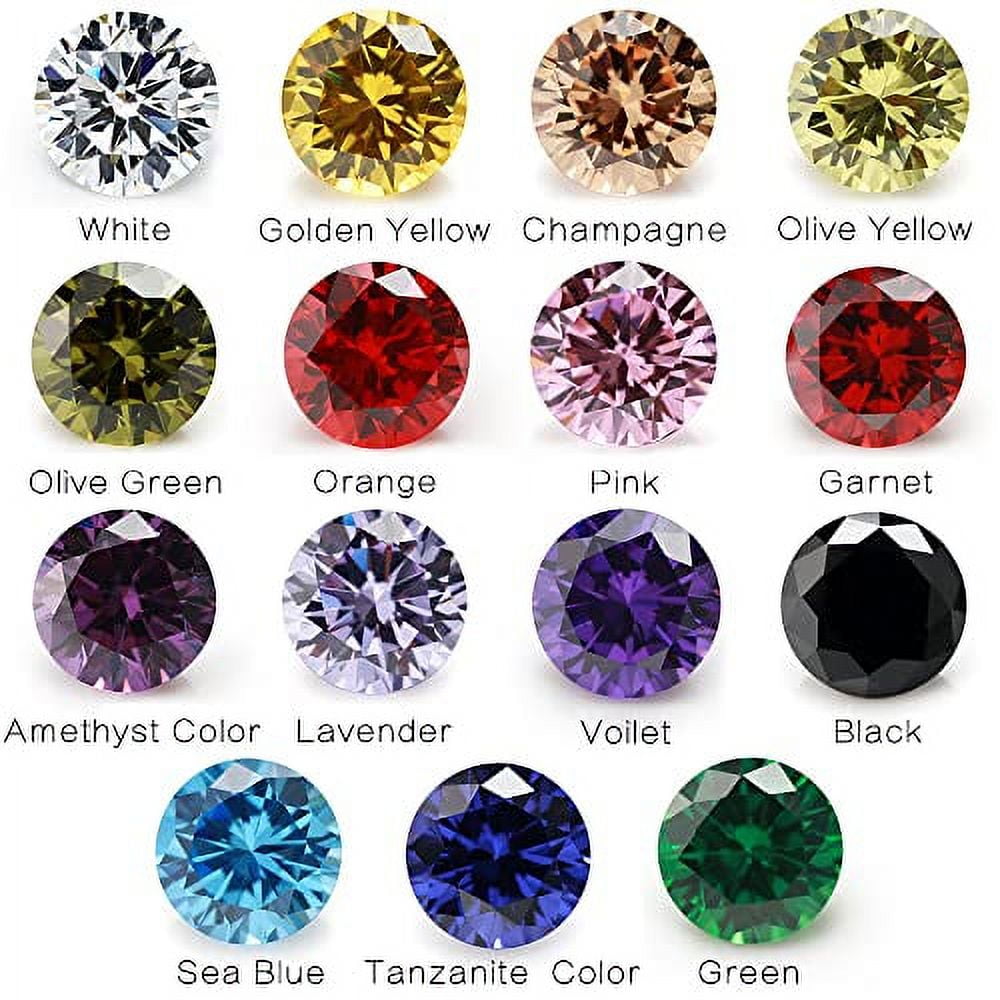 5A Round Loose Cubic Zirconia Stones Mix 15 Colors CZ Stone Synthetic ...