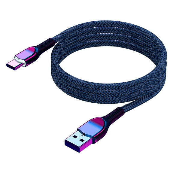 5A Super Fast Charging Braided Alloy USB with Front Light for Data Transfer and Type C Devices