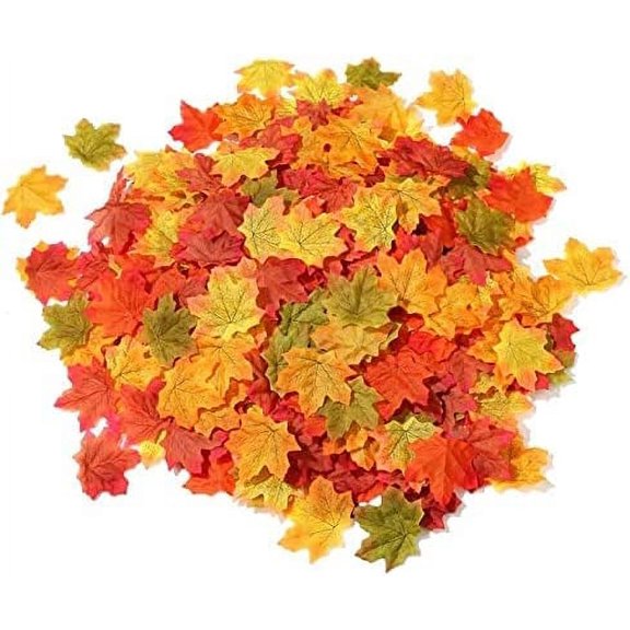 5Artifical Maple Leaves,Fall Leaves Decor, Fake Silk Leaf for Home Restaurant Centerpieces Indoor Outdoor Wedding Party Festival Party Thanksgiving Autumn Halloween Decoration