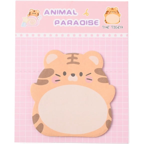 5Bag 100 Sheets Cartoon Standing Animal Shape Memo Notepads 60x60x0.07mm Tiger Pattern to Do List Sticky Note Cartoon Self-Sticky Memo Pads