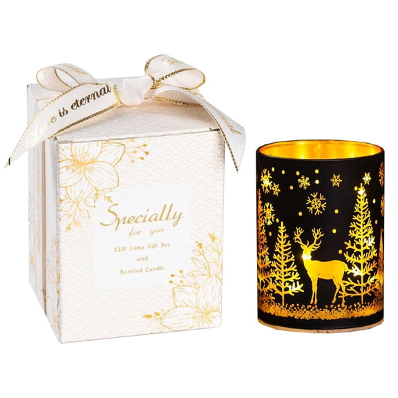 5Black Led Scented Flameless Candle Aromatherapy Wax Warmer With Remote Control Battery Operated For Home Decor Holiday Party 11.5 Ounces