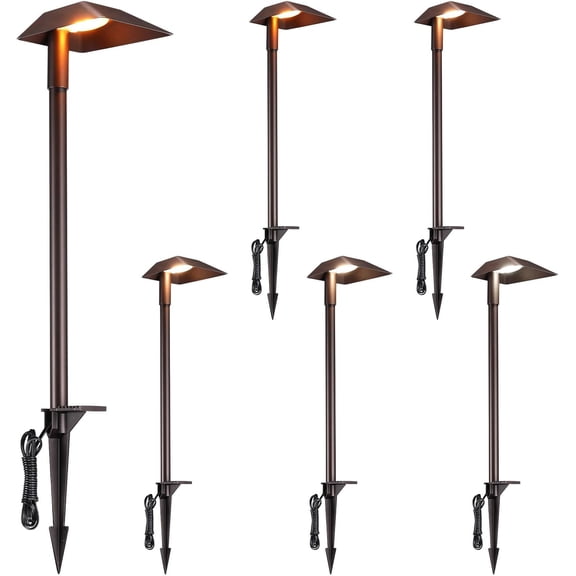 5CCT Anti-Glare Low Voltage Pathway Lights, 5W Wired 12-24V LED Landscape Path Lights Aluminum IP65 Outdoor Lighting for Walkway Yard, 1800K/2700K/3000K/4000K/5000K, ETL, Pack of 6