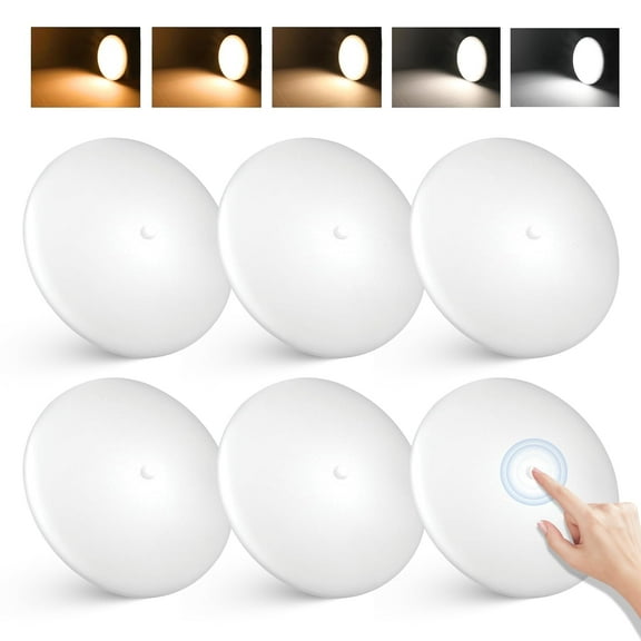 5CCT LED RV Dome Ceiling Lights, On/Off Switch, DC 12V Surface Mount Interior Puck Light for Slim Motorhome, Trailer, Boat, Camper Lighting, 5W, 2700K/3000K/3500K/4000K/5000K, 4.5 Inch, 6 Pack