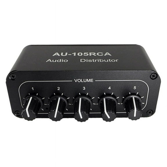 5CH Audio Distributor Stereo Audio Mixer 1 Input 5 Output Splitter for Power Amplifier Active Audio,1 x Tone Controller,Black