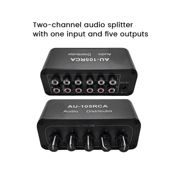 5CH Audio Distributor Stereo Audio Mixer 1 Input 5 Output Splitter for Power Amplifier Active Audio