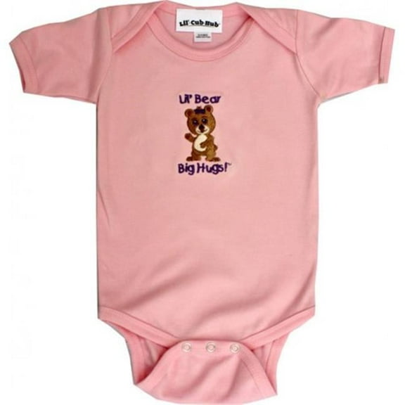 5CSSOGBP-36 Pink Short Sleeve One Piece - Girl Bear- 3-6 months
