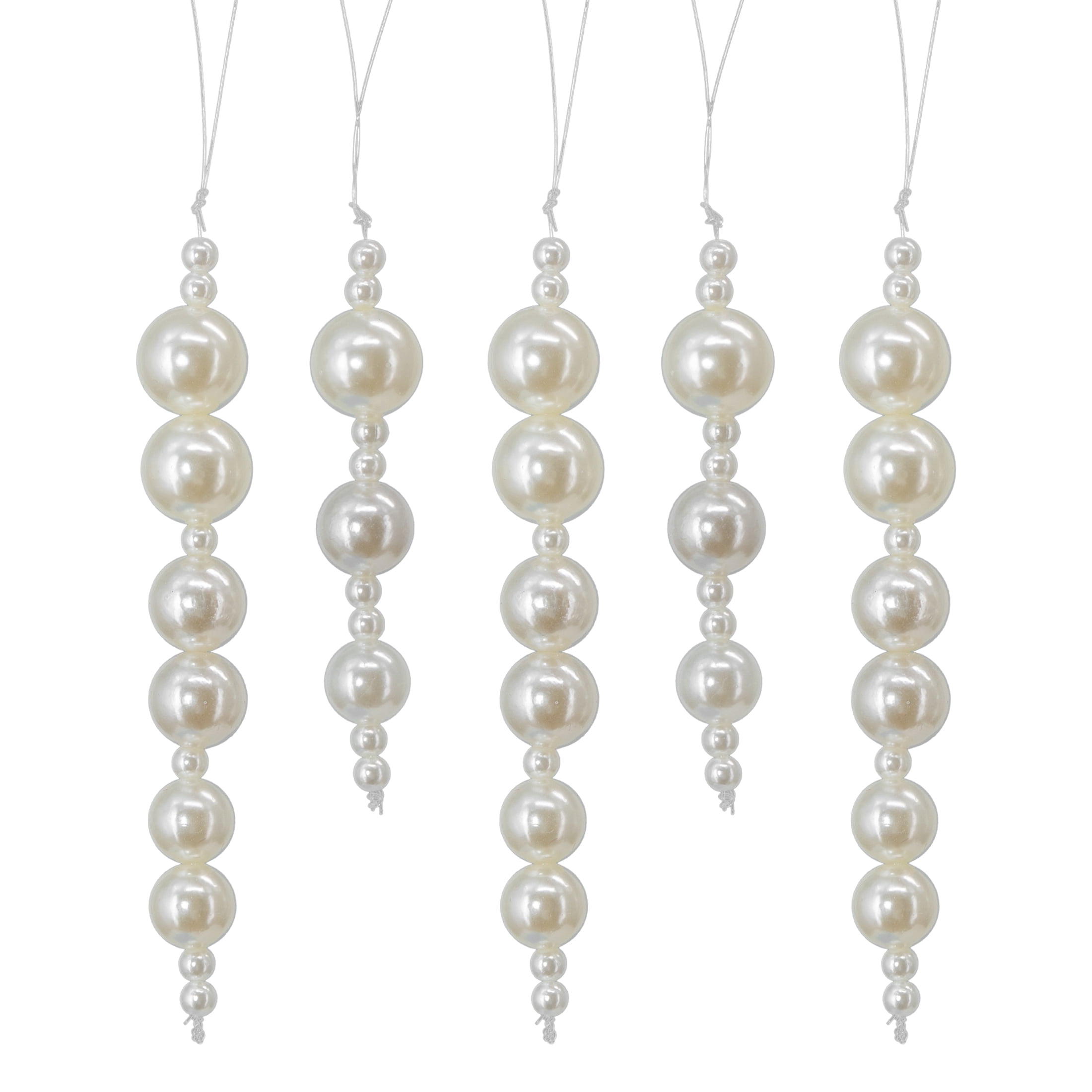 My Texas House 5-Count White Pearl Drop Christmas Ornaments