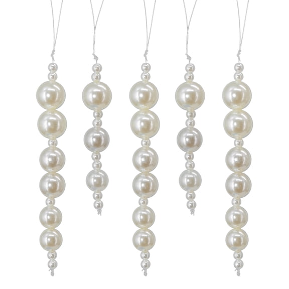 My Texas House 5-Count White Pearl Drop Christmas Ornaments