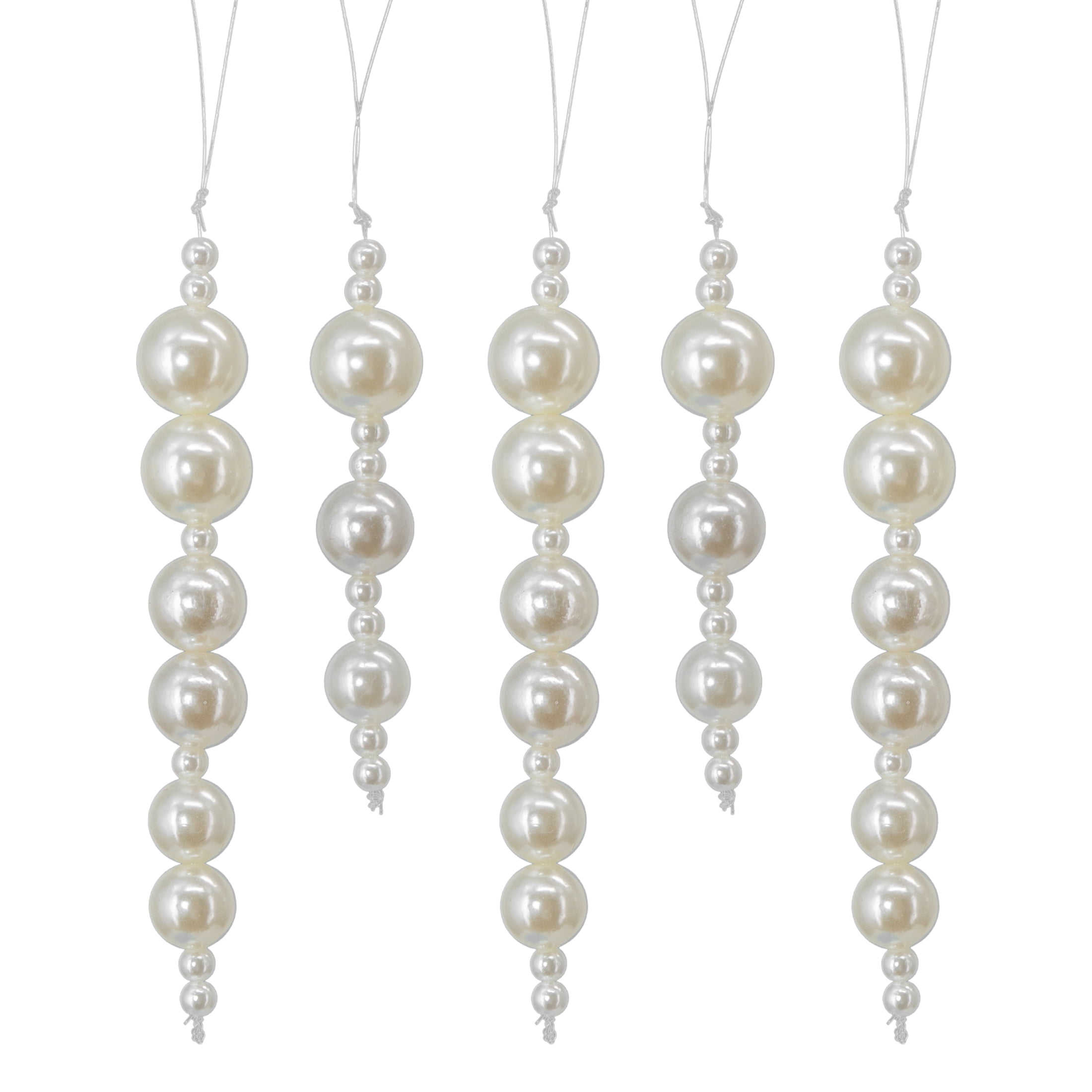 My Texas House 5-Count White Pearl Drop Christmas Ornaments