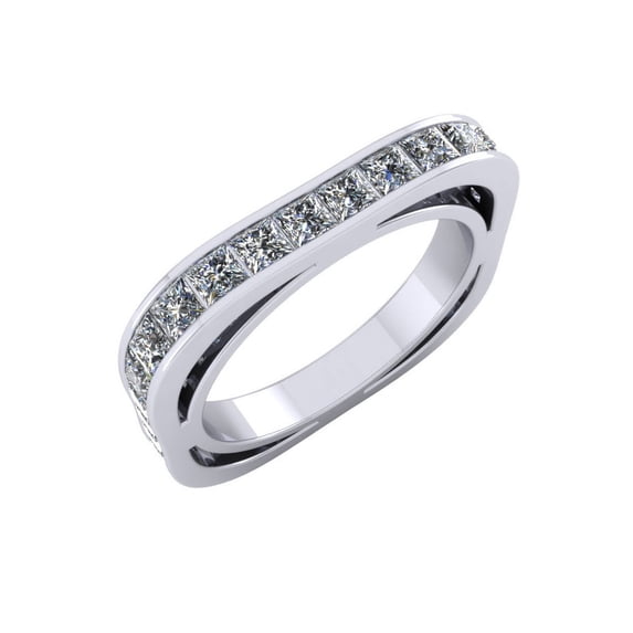 5CT Princess Cut Natural Diamond Euro Style Square Anniversary Wedding Eternity Band Ring 10k Gold GH SI1