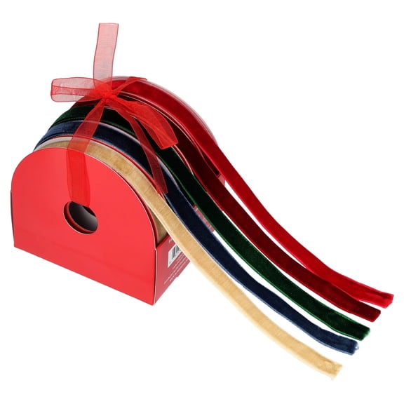 Multicolor Velvet-Feel Christmas Ribbon Set, 9', 5 Count, by Holiday Time