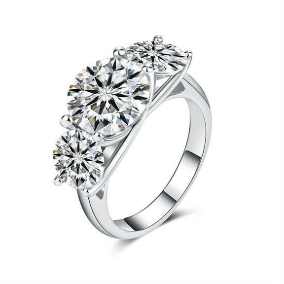 5CTTW Moissanite Rings for Women D Color VVS1 3 Stone Engagement Ring 925 Sterling Silver Anniversary Wedding Band Ring Size 5-10