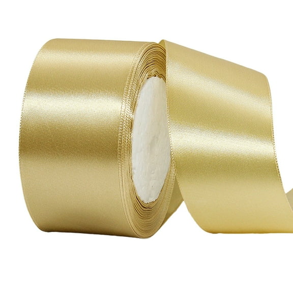 5Cm Gift Box Packaging with Gold Ribbon, Satin Ribbon 2" X 25 Yards Wide Fabric Ribbons for Wrapping Flower Bouquets Crafts Wreath Christmas Bow Wedding Decoration