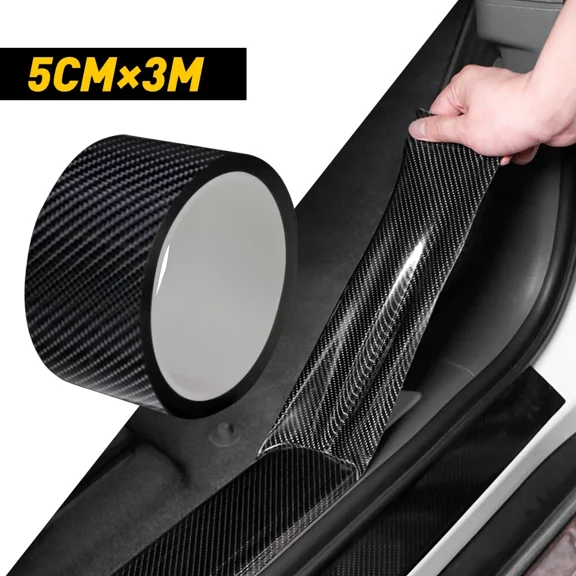5Cmx300Cm Carbon Fiber Car Sticker Door Sill Scuff Anti Scratch Protector Tapes