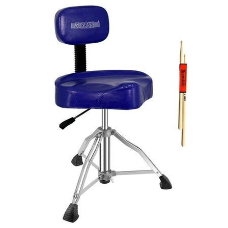 5Core Drum Throne 4" Cushion Padded Stool w Backrest Airlift Height Adjustable Chair w 441Lb Capcity