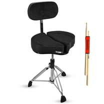 5 Core Drum Throne 5" Padded Split Spine Support 4 Legged 441Lb Capacity Stool w Backrest