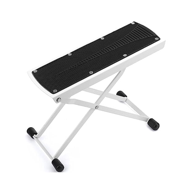 5Core Guitar Foot Stool Height Adjustable Folding Leg Rest Classical Footrest WHITE