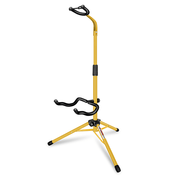 5 Core Guitar Stand Floor Adjustable 2pcs Heavy Duty w Neck Holder Universal Supports for Acoustic Electric Classic Bass Instrument Folding Portable Yellow - GSH HD YLW